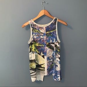 2 for $25: Clover Canyon Space Garden Split Back Tank Size Small
